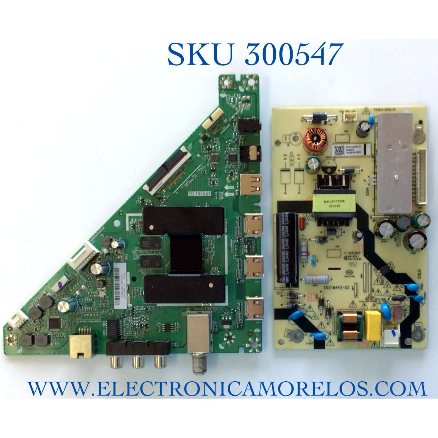KIT DE TARJETAS PARA TV INSGINIA / NUMERO DE PARTE MAIN	515YT9500M01 / TD.T950.67 / 536D2368CH51 / FUENTE TV3211-ZC02-01 / E021M442-G2 / E021M442-F2 / E168066 / 303C3211063 / PANEL V236BJ1-P01 / DISPLAY PT236AT02-4 / PN238CT01-1 / MODELO NS-24DF310NA21